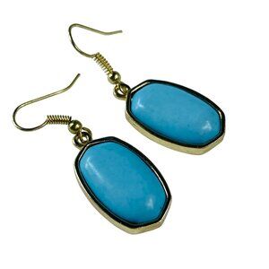Blue and Gold Color Earrings Pierced Hook Dangle Drop Fashion Jewelry Women